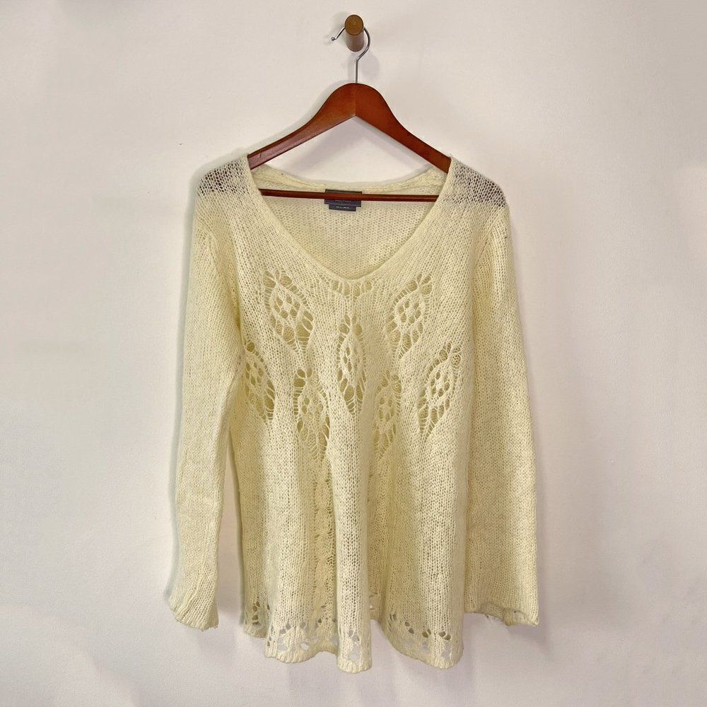 Anthropologie Wooden Ships White Mohair Angora Blend Sweater